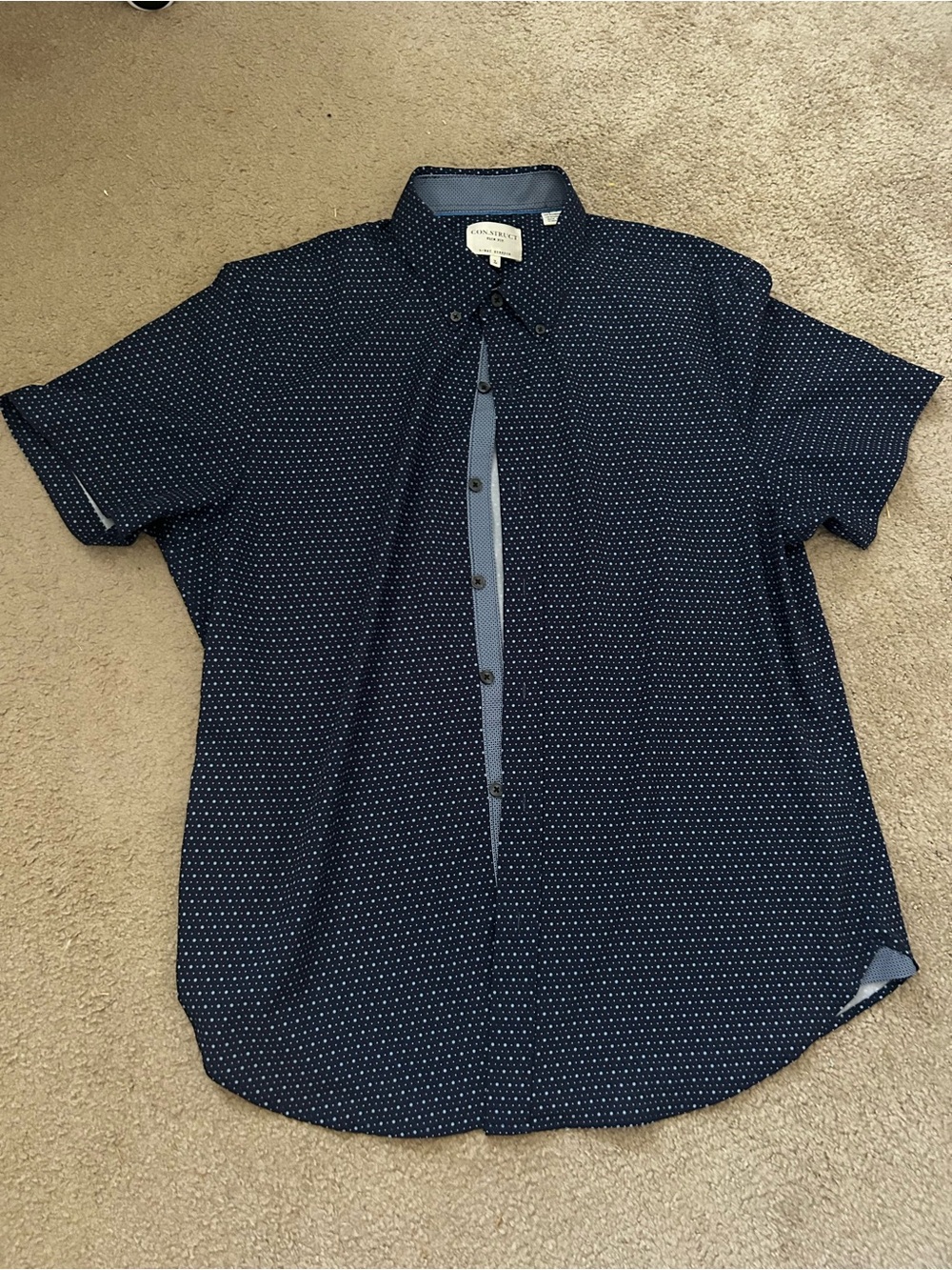 Mens Large Slim Fit Polka Dot Shirt